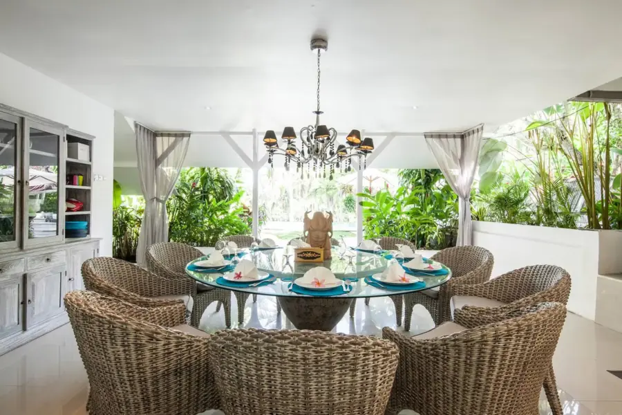 Open air dining area at La Balian Villa Bali with private chef meals